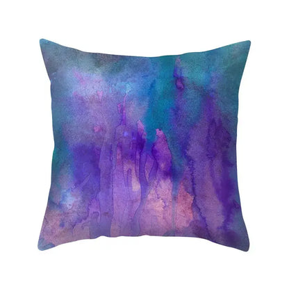 Abstract blue & purple polyester pillow case bedroom throw cover