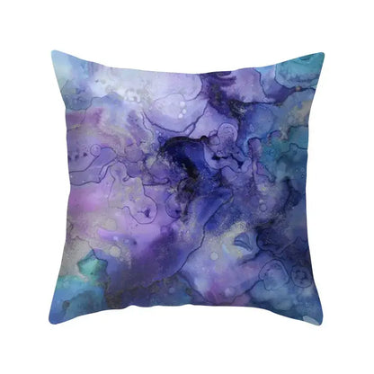 Abstract blue & purple polyester pillow case bedroom throw cover