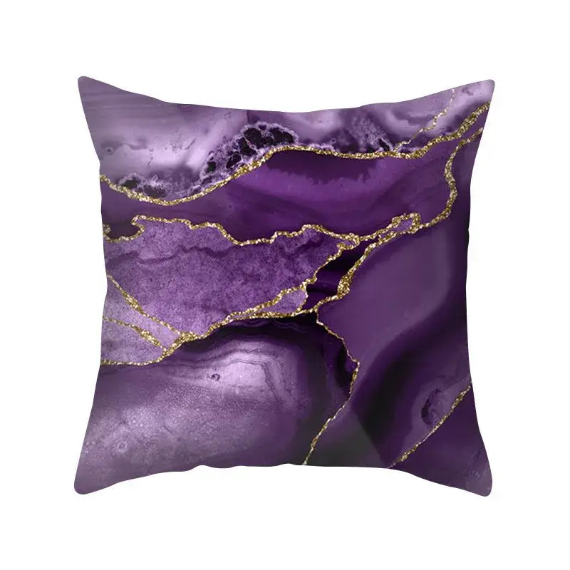 Abstract blue & purple polyester pillow case bedroom throw cover
