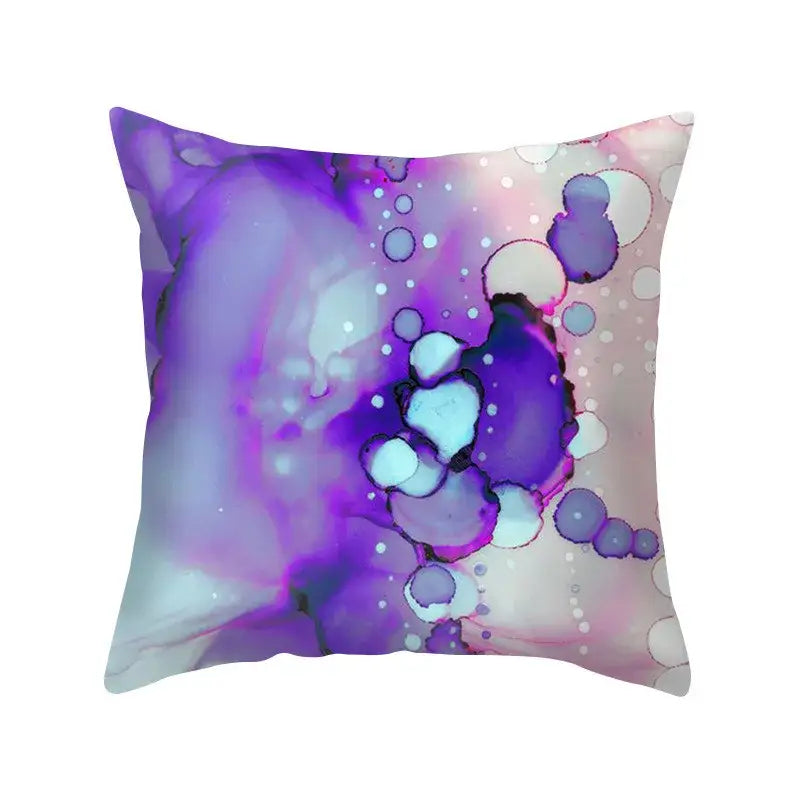 Abstract blue & purple polyester pillow case bedroom throw cover