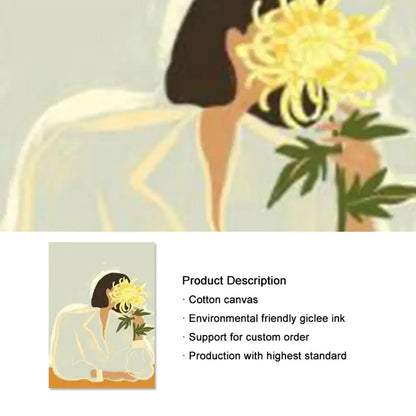 Abstract botanical and girl hand wall art set of 6 – living room decor