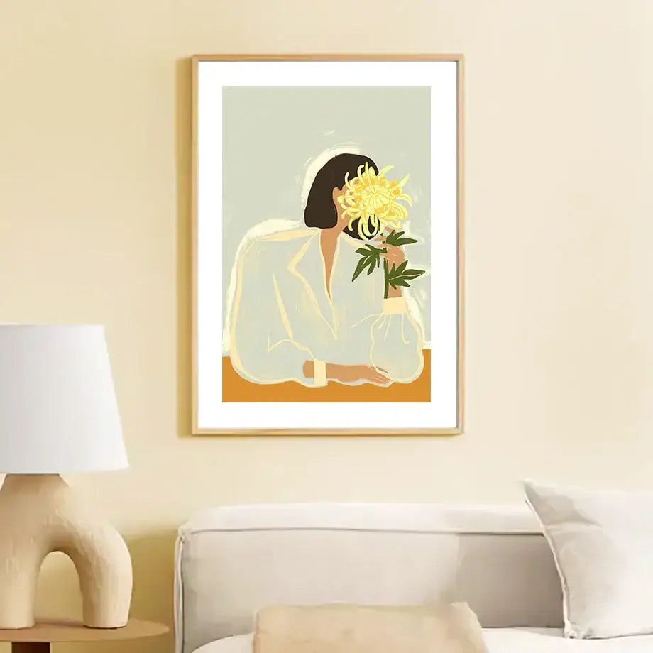 Abstract botanical and girl hand wall art set of 6 – living room decor