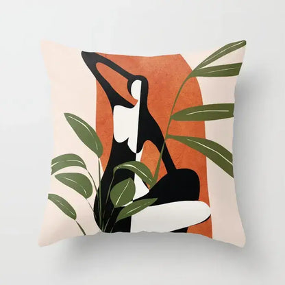 Abstract botanical earthy decorative pillowcase living room cushion cover