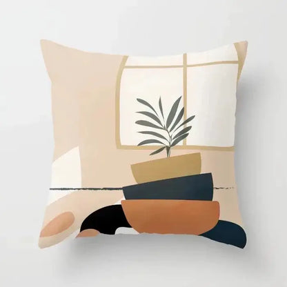 Abstract botanical earthy decorative pillowcase living room cushion cover