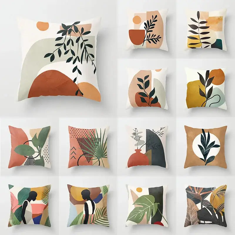Abstract botanical earthy decorative pillowcase living room cushion cover