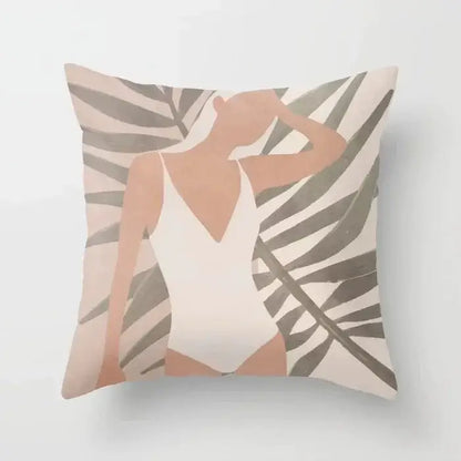 Abstract botanical earthy decorative pillowcase living room cushion cover