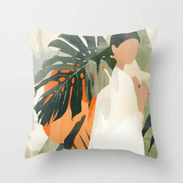 Abstract botanical earthy decorative pillowcase living room cushion cover