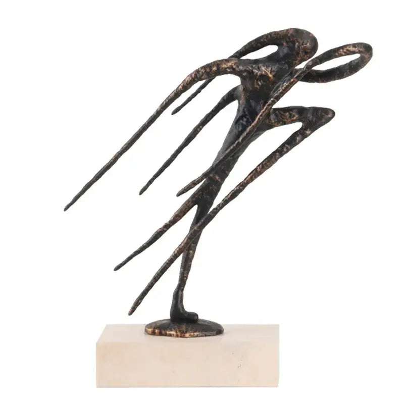 Abstract bronze and gold geometric abstract face – living room statue