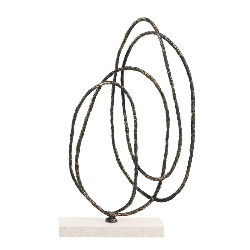 Abstract bronze and gold geometric abstract face – living room statue