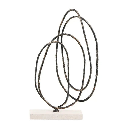 Abstract bronze and gold geometric abstract face – living room statue