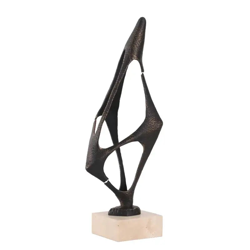 Abstract bronze and gold geometric abstract face – living room statue