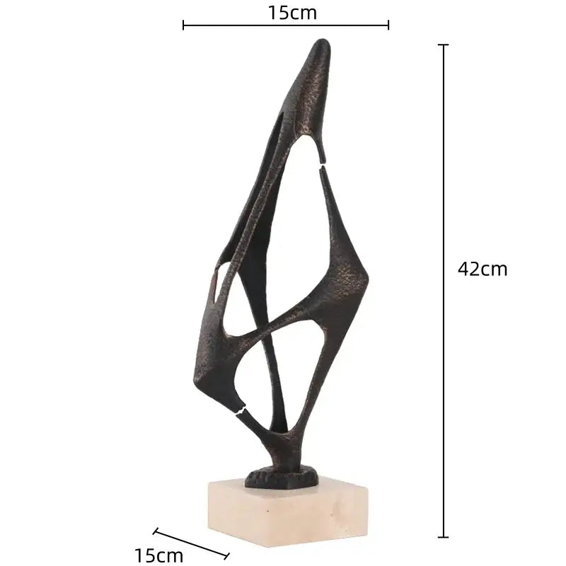 Abstract bronze and gold geometric abstract face – living room statue