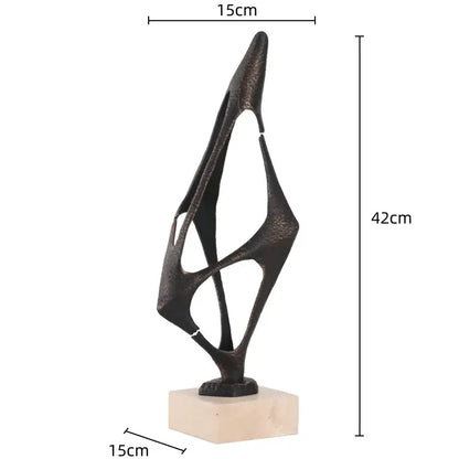 Abstract bronze and gold geometric abstract face – living room statue