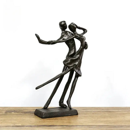 Abstract bronze couple dancers portrait sculpture living room decor