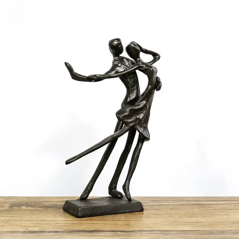 Abstract bronze couple dancers portrait sculpture living room decor