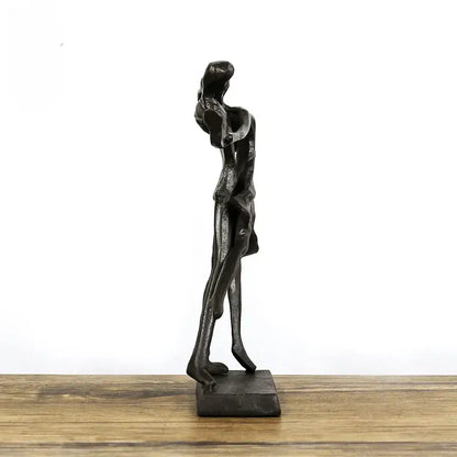 Abstract bronze couple dancers portrait sculpture living room decor