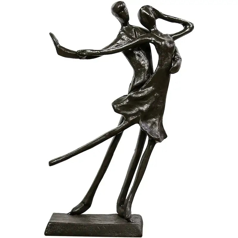 Abstract bronze couple dancers portrait sculpture living room decor
