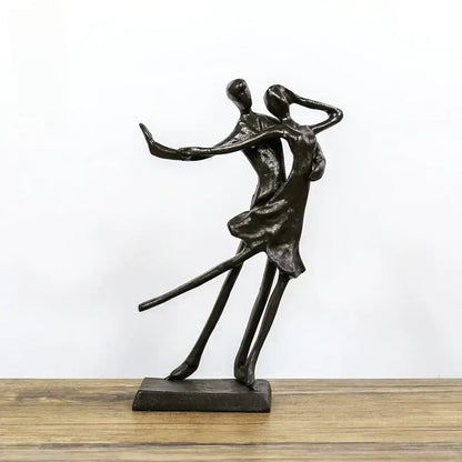 Abstract bronze couple dancers portrait sculpture living room decor