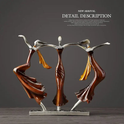 Abstract bronze dancing couple sculpture living room decor statuette
