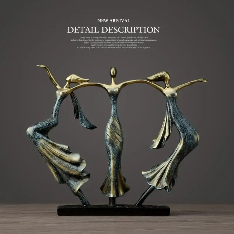 Abstract bronze dancing couple sculpture living room decor statuette