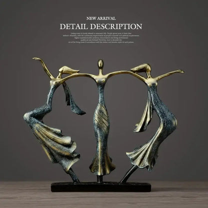 Abstract bronze dancing couple sculpture living room decor statuette