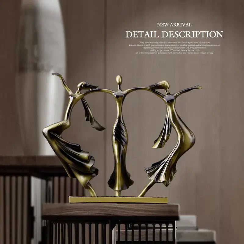 Abstract bronze dancing couple sculpture living room decor statuette