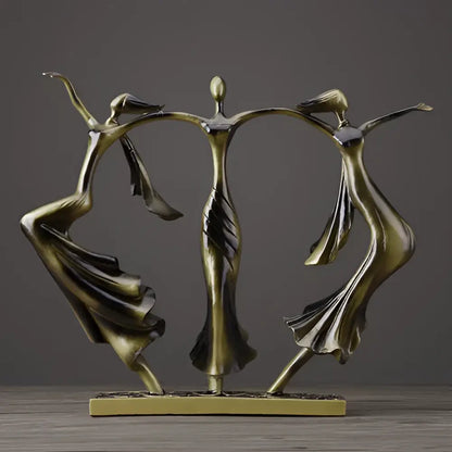 Abstract bronze dancing couple sculpture living room decor statuette