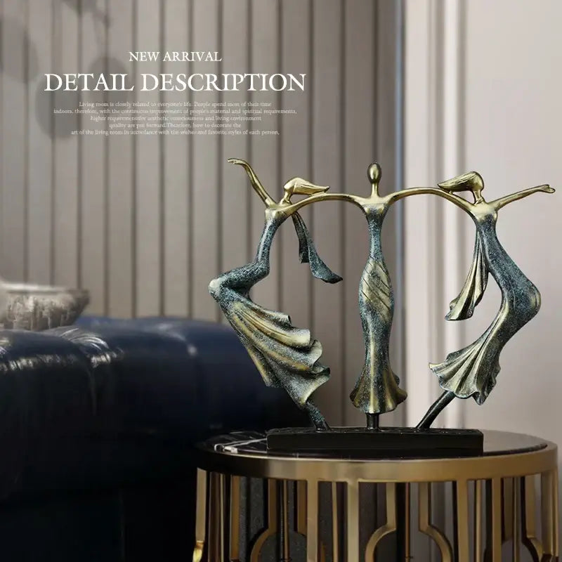 Abstract bronze dancing couple sculpture living room decor statuette