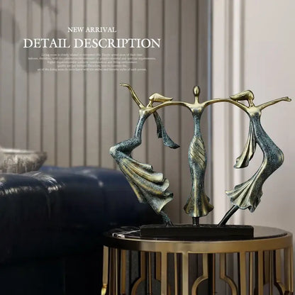Abstract bronze dancing couple sculpture living room decor statuette