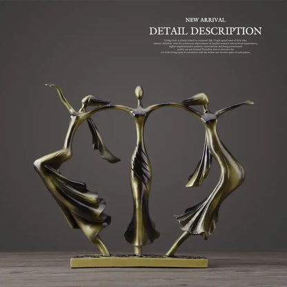 Abstract bronze dancing couple sculpture living room decor statuette