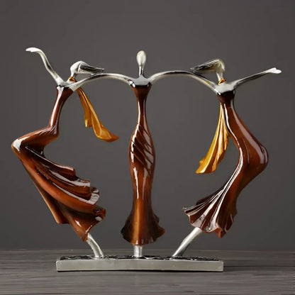 Abstract bronze dancing couple sculpture living room decor statuette