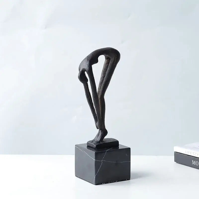 Abstract bronze diving sportsman metal sculpture living room decor