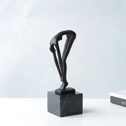 Abstract bronze diving sportsman metal sculpture living room decor
