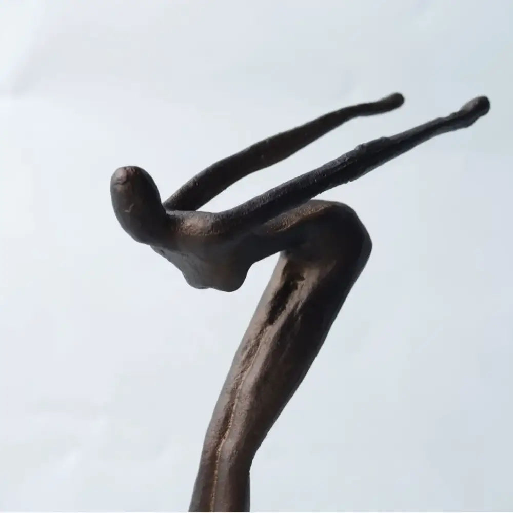 Abstract bronze diving sportsman metal sculpture living room decor