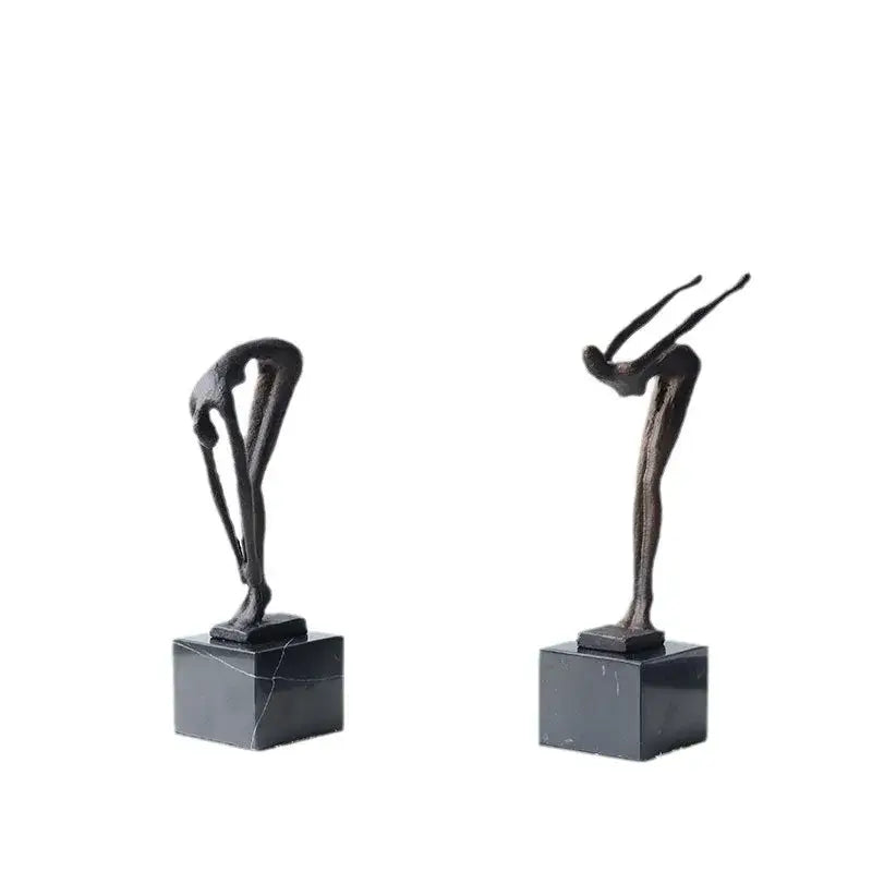Abstract bronze diving sportsman metal sculpture living room decor