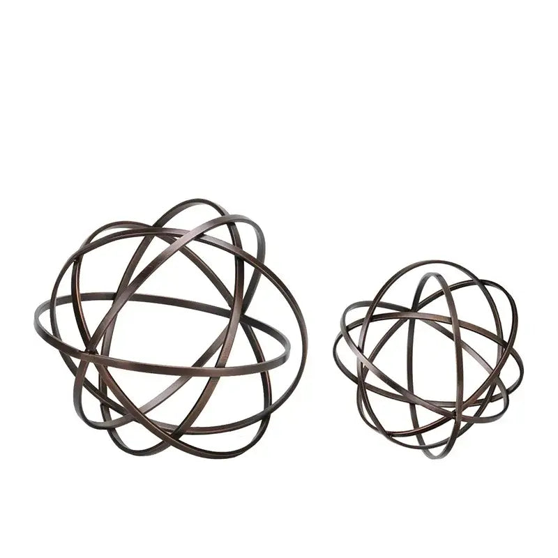 Abstract bronze geometric sphere pendant sculpture living room decor
