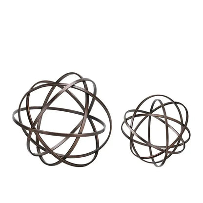 Abstract bronze geometric sphere pendant sculpture living room decor