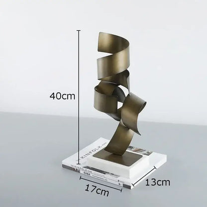Abstract bronze irregular crimp metal sculpture living room decor