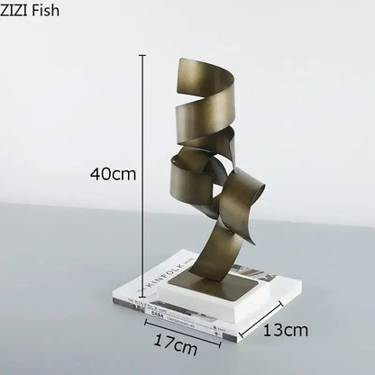 Abstract bronze irregular crimp metal sculpture living room decor