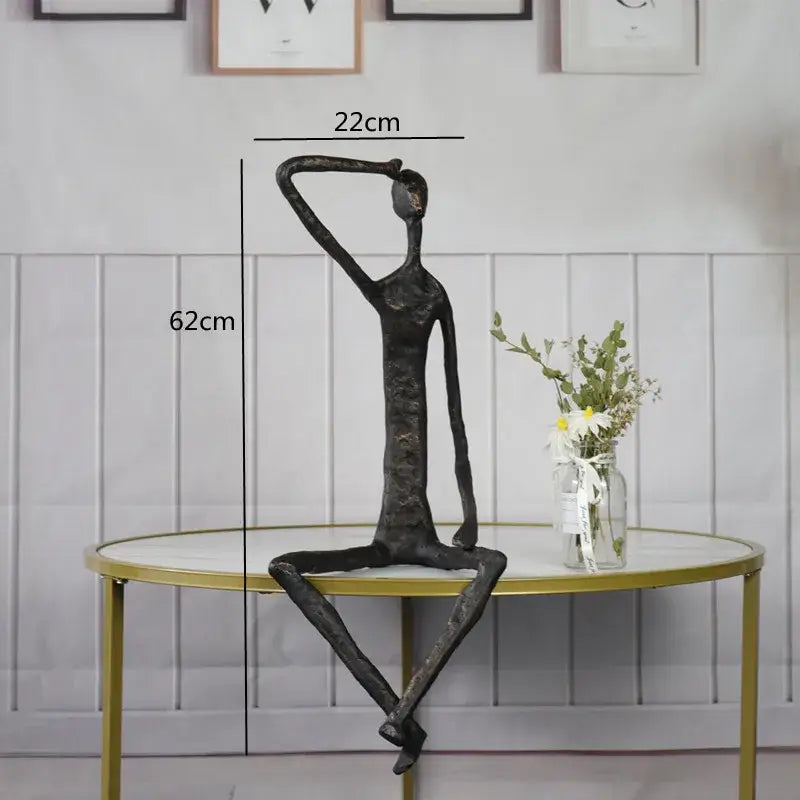 Abstract bronze metal human sculpture set living room decor