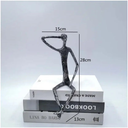 Abstract bronze metal human sculpture set living room decor