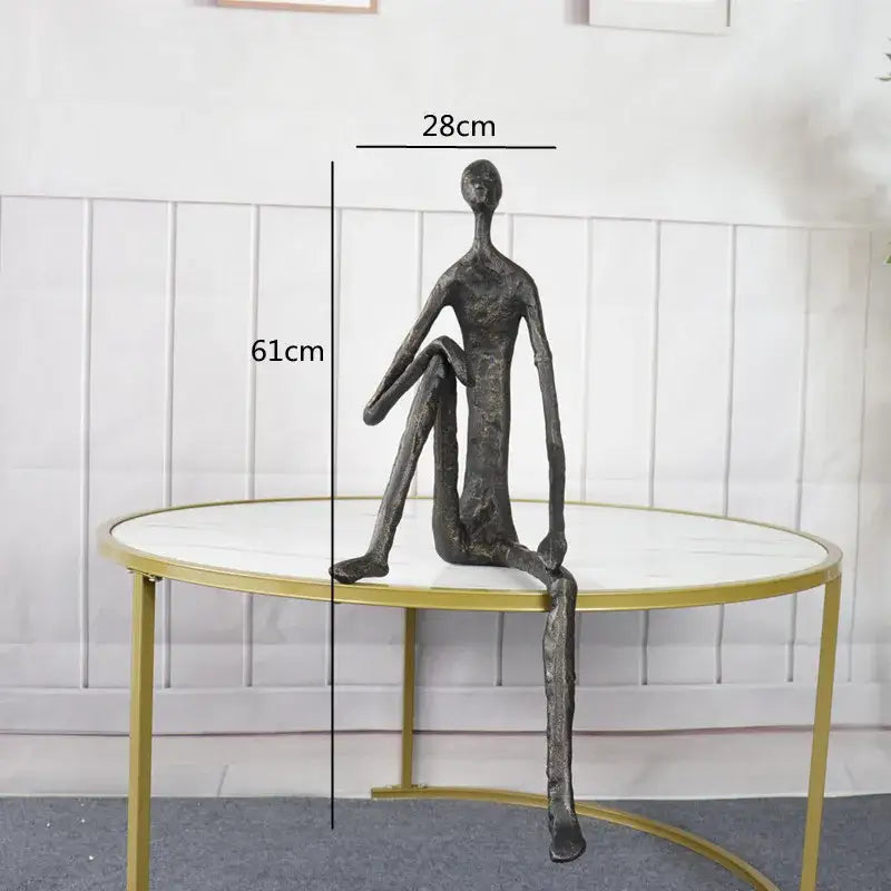Abstract bronze metal human sculpture set living room decor