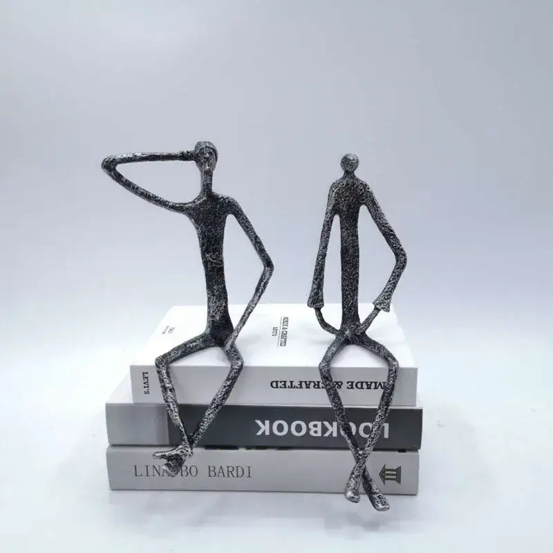 Abstract bronze metal human sculpture set living room decor