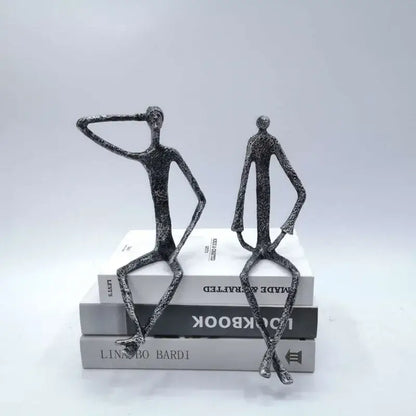 Abstract bronze metal human sculpture set living room decor