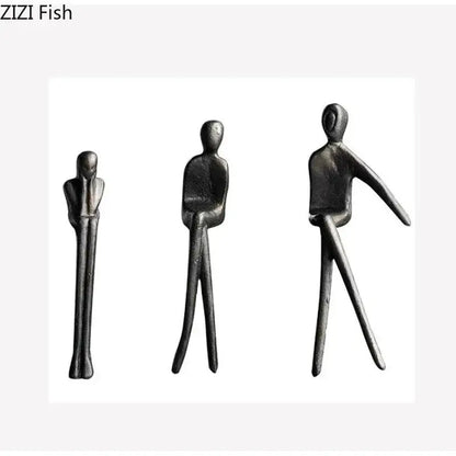 Abstract bronze sculpture set living room gold plated figure decor
