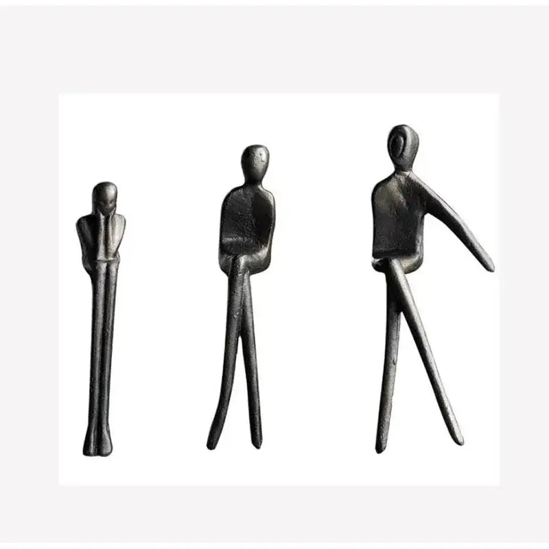 Abstract bronze sculpture set living room gold plated figure decor