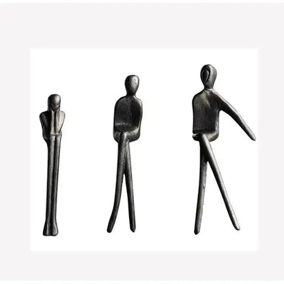 Abstract bronze sculpture set living room gold plated figure decor