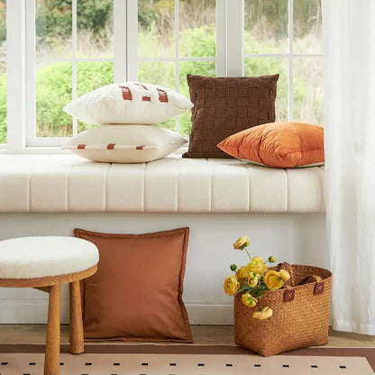 Abstract burnt orange line art pillow cover living room decor