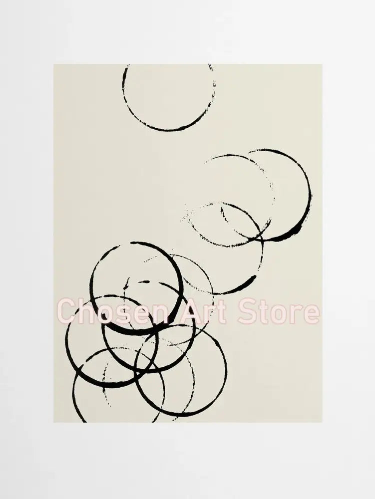 Minimalist black & cream abstract canvas poster prints set living room