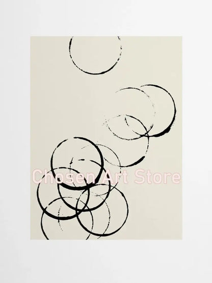 Minimalist black & cream abstract canvas poster prints set living room